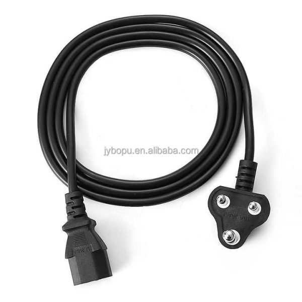 Factory Price Good Quality INDIA Plug 3 Core Ac Computer Power Cord Small South African 3 Pin Cable for Computer