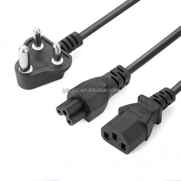 Factory Price Good Quality INDIA Plug 3 Core Ac Computer Power Cord Small South African 3 Pin Cable for Computer