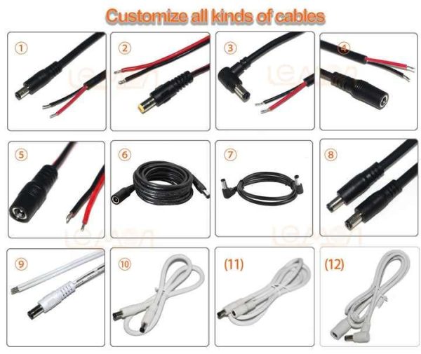 5521 5.5*2.1mm / 5.5*2.5mm Male Female 12V 24V Extension DC Power Cord Cable for CCTV