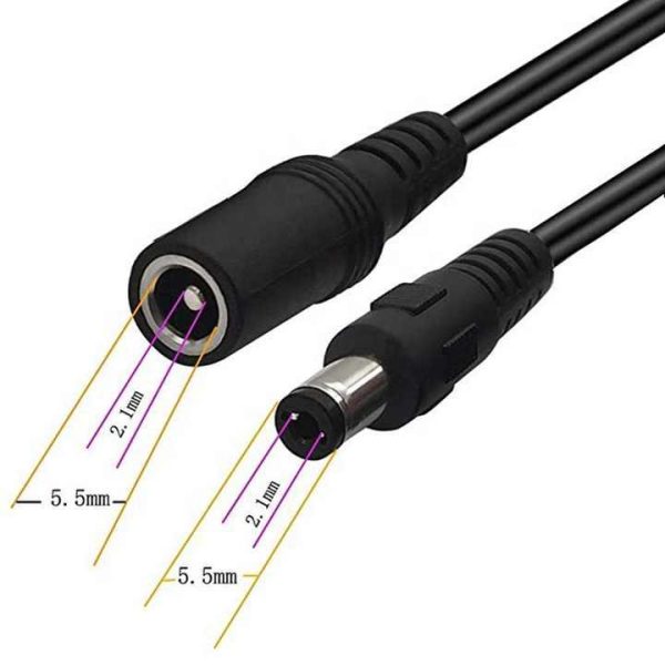 5521 5.5*2.1mm / 5.5*2.5mm Male Female 12V 24V Extension DC Power Cord Cable for CCTV