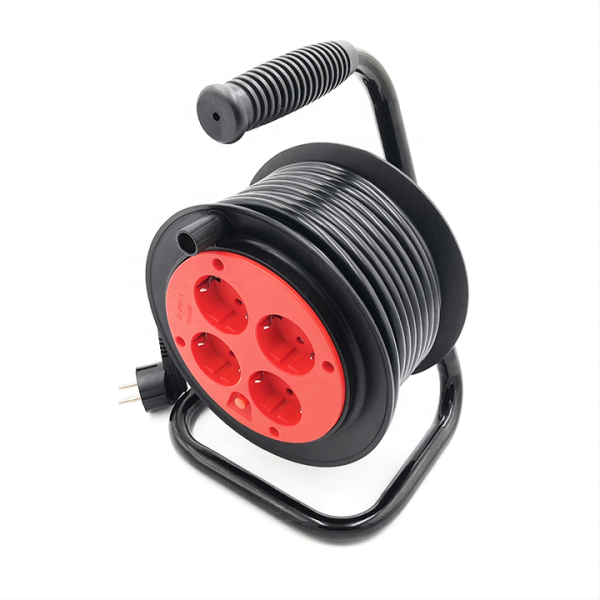 Quality 5m Germany 4 Way Socket Extension Cable Reel Drum Mini Mobile Retractable Cable Reel for Garden