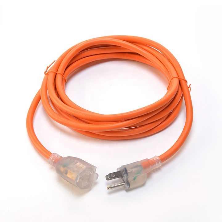 ETL Medium / Heavy Duty SJTW 8/10/12 AWG NEMA Outdoor Orange Extension Cord Weather-Resistant Garden Patio US Plug Standard