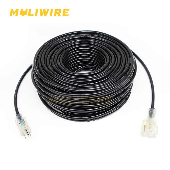 ETL 12/3 SJTW Waterproof Flexible Cold-Resistant BlackUSA 50ft Extension Cord With Lighted