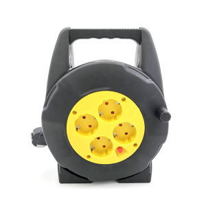 4 Way Europe Standard Socket Small European 220v Plastic Retractable Power Extension Cord Cable Reel