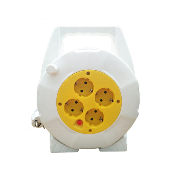 4 Way Europe Standard Socket Small European 220v Plastic Retractable Power Extension Cord Cable Reel