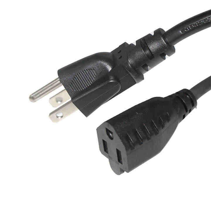 Us Listed Power Cord Extension / 3 Prong Extension Cords, NEMA 5-15P to NEMA 5-15R