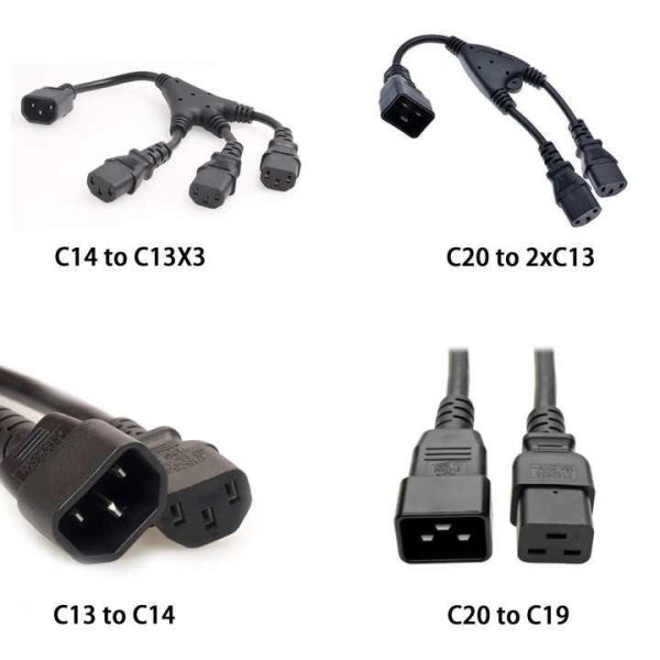 Immersion PUR Power Cable PDU C19 C20 12awg 14awg Y Splitter C20 to Dual C13 Power Cords