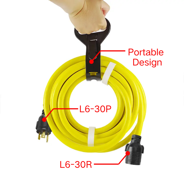 3/10/25/50FT L6-30P/L6-30R Heavy Duty Generator Locking Power Cord Generator Extension Cord SJTW Portable Generator Power Cord