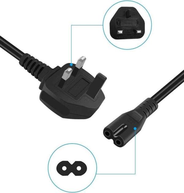 Uk 1.5M Iec 320 Computer C13 Computer Wire with Plug C7 Connector 2 Pin Power Cable Extension Cord