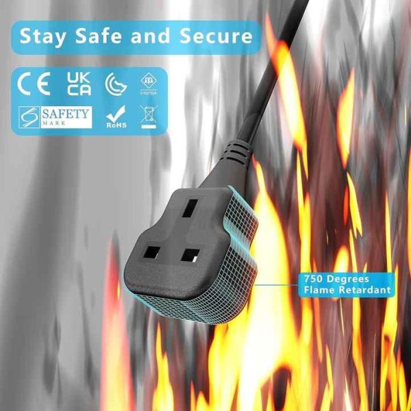 Extension Lead 0.5M/0.8/1M Travel Use 3 Pin Plug Power Strip Tough and Fireproof Single Socket Extension UK Extension Cord Black