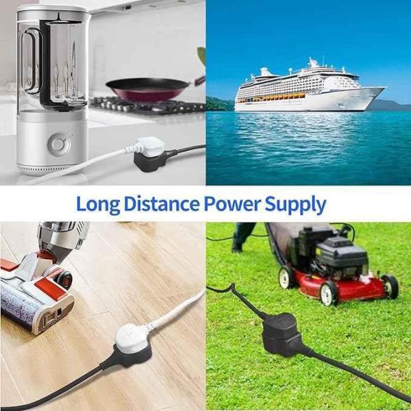 Extension Lead 0.5M/0.8/1M Travel Use 3 Pin Plug Power Strip Tough and Fireproof Single Socket Extension UK Extension Cord Black