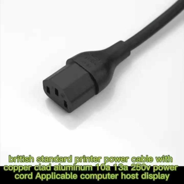 UK Standard 3-Pin Plug AC Power Cord with Fuse & IEC Connector - PVC Jacket, Pure Copper for Computers & Home Appliances