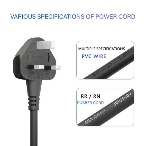 High Quality 3 Wire With Fuse UK Standard AC Power Cord 3Pin Plug Power Cable for Computer