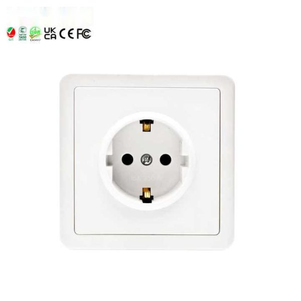 Custom Universal European Standard Electrical Wall Socket With German Standard Grounding PC Panel Single Outlet