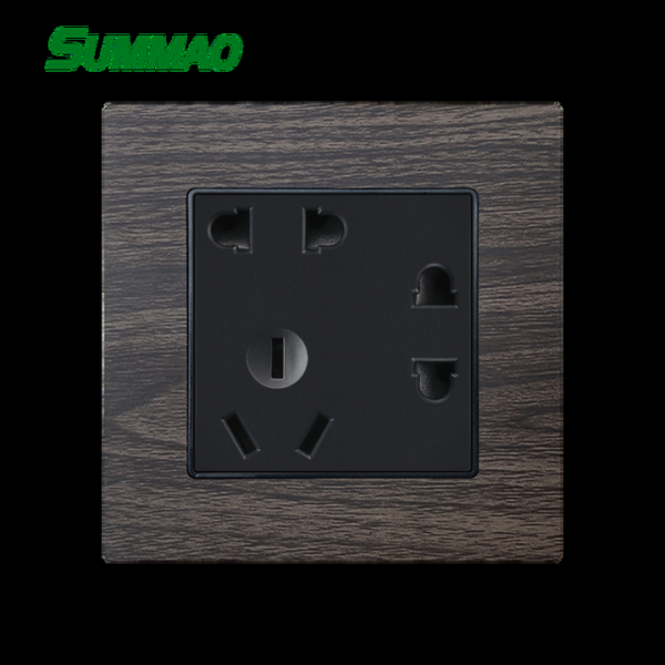 86 Type 86x86mm Aluminum Wire Drawing Black Cover Plate Chinese AU Standard 5-pin Universal Wall Socket