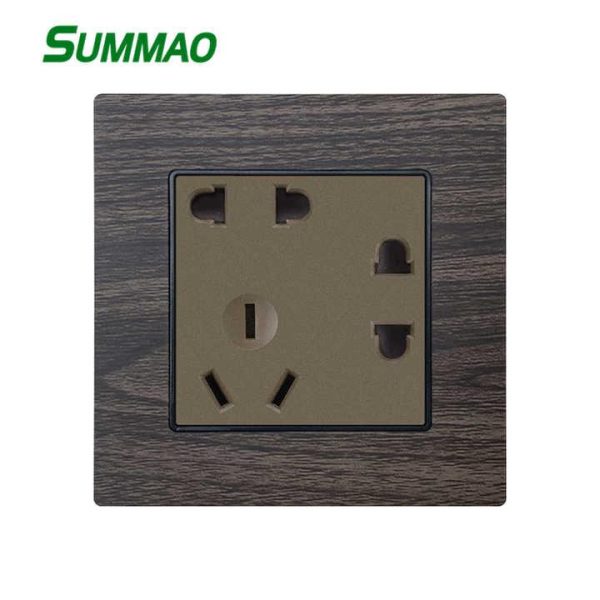 86 Type 86x86mm Aluminum Wire Drawing Black Cover Plate Chinese AU Standard 5-pin Universal Wall Socket