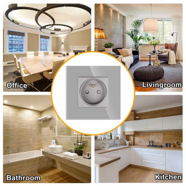 Wholesale Custom Power Charging Mechanical Home Durable USB Socket Eu Outlet Power Wall Electrical Schuko Glass Sockets