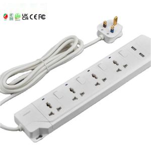 Custom Design Durable Multiple Plug Universal 4 Gang 4 Oulets Extension Cord Socket With 2 Usb Ports