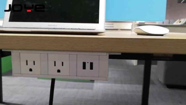 Under Desk Power Outlet with 2 UK Plug Sockets & Dual USB Ports | 110-250V Commercial Grade Tabletop Charging Station