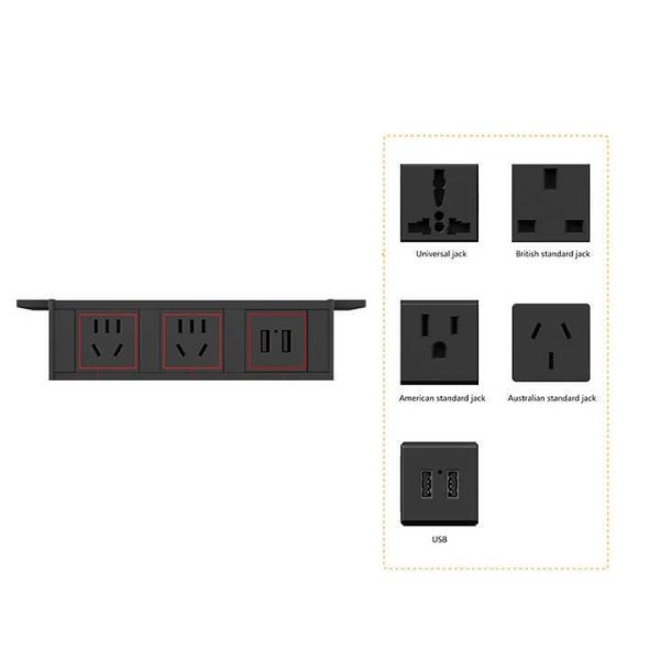 Under Desk Power Sockets Outlet Tabletop British UK Plug with Usb Ports Under Table Socket