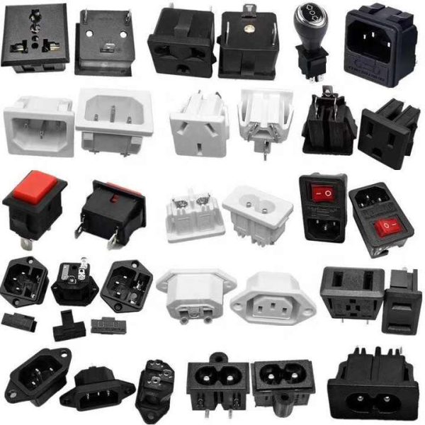 10A 250V AC Power Socket Plug Power Socket With Red Rocker Switch and Fuse Holder Socket 3/4 Pin IEC 320 C14 Inlet Connector