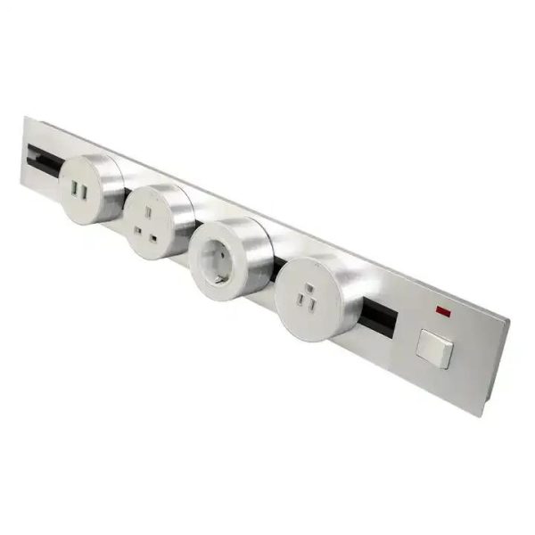 Touchmi Aluminium Wall Mounted Power Track Socket Rail With Computer Tel Socket for Tabletop Electric Plug Outlet