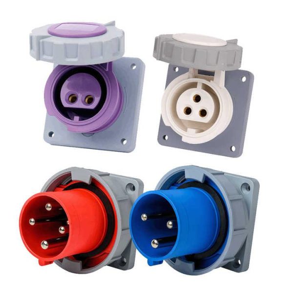 63 Amp Male Female Industrial Plug Socket 380V 63A 2 3 4 5 Pin Plastic ABS Industrial Socket and Plug for Reefer Container