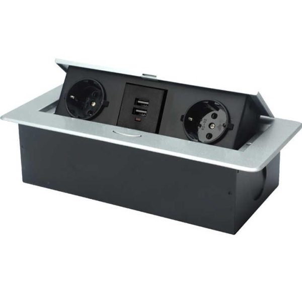 The Factory Hidden Silver Usb Tabletop Electrical Plug Power Socket Box Indonesia Slow Lift Pop up EU Desktop Socket