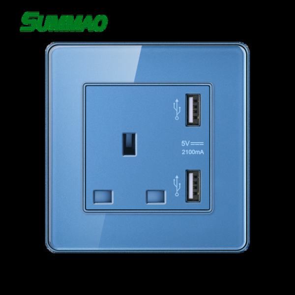 Multi Wall Switch Socket with Light Indicator 3 Pin Universal Sockets and Switch