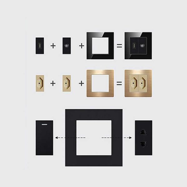 Multi Wall Switch Socket with Light Indicator 3 Pin Universal Sockets and Switch