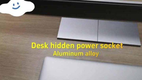 Aluminum Sliding Cover Desktop Socket with Dual USB Ports for Office Furniture