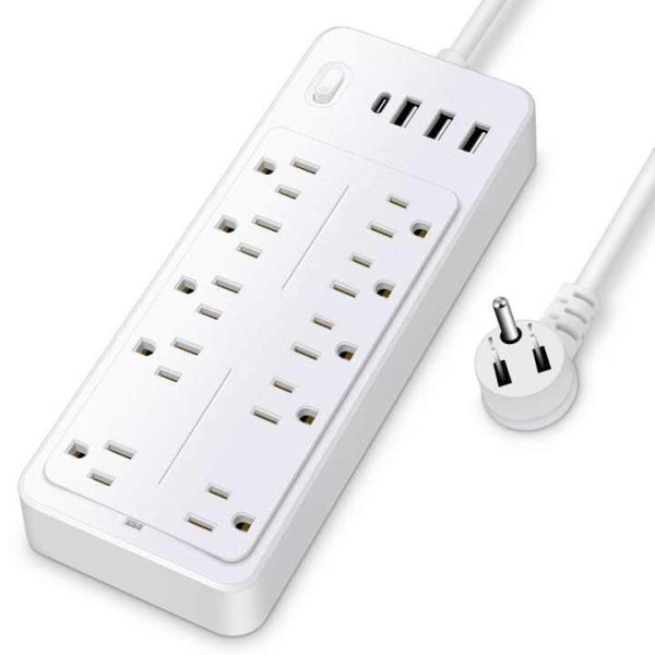 8 Outlets 3 USB Ports 1 Type C 110V 10A Desktop Power Strip Surge Protector Power Strip Office Socket for Travel Home Office