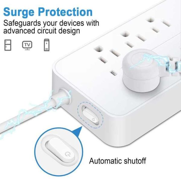 8 Outlets 3 USB Ports 1 Type C 110V 10A Desktop Power Strip Surge Protector Power Strip Office Socket for Travel Home Office