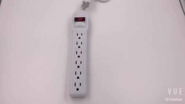 6-Outlet US Surge Protector Power Strip with 6 AC Outlets, ABS+PC Fireproof Material, Pure Copper Conductor