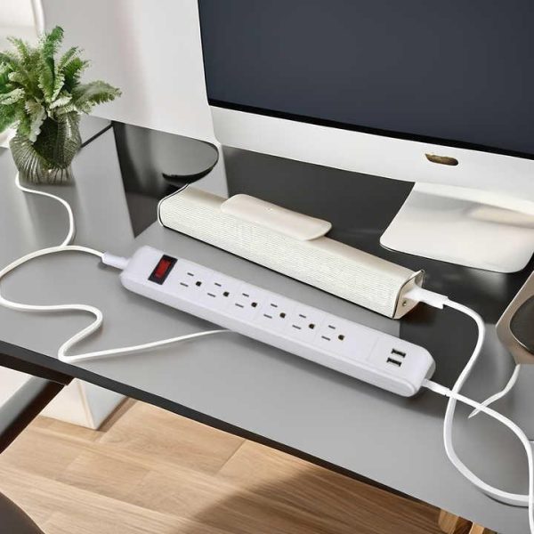 6 Way American Surge Protector With 2 Port Usb Power Strip and Socket