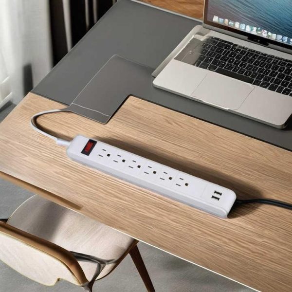 6 Way American Surge Protector With 2 Port Usb Power Strip and Socket