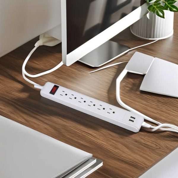 6 Way American Surge Protector With 2 Port Usb Power Strip and Socket