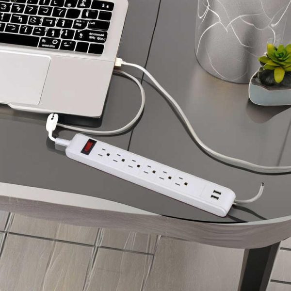 6 Way American Surge Protector With 2 Port Usb Power Strip and Socket