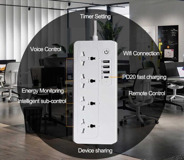 Matter Smart Home Electric Extension Socket Power Strip With Usd Type C Ports Uk Eu Us Wifi Smart Electric Power Strip