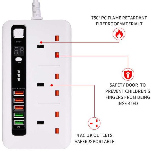 Factory Produces Various Timing Ac Power Sockets High-power 3000w Power Strip With Usb Fast Charging