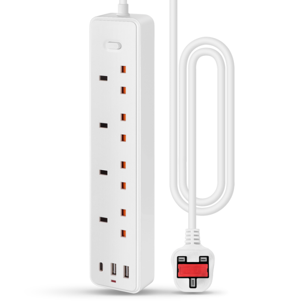 UK Type 3/4 AC Outlets Home Surge Protector Power Strip With 3 USB Ports Extension Cord