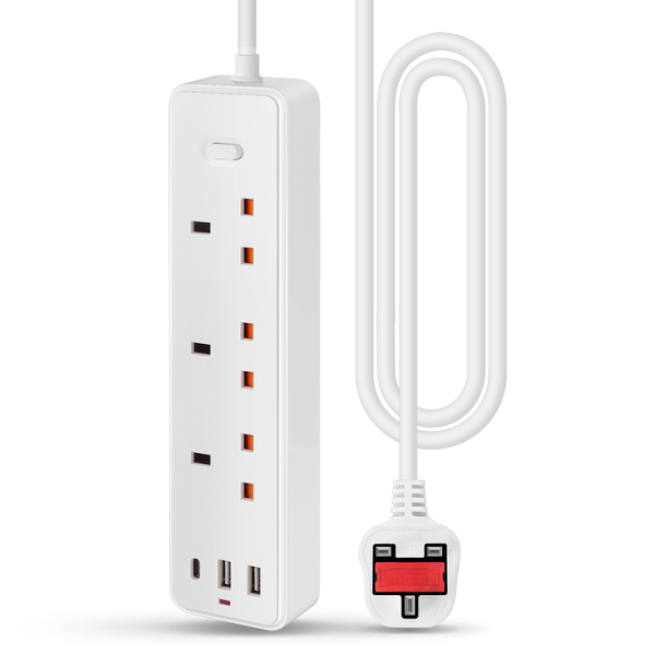 UK Type 3/4 AC Outlets Home Surge Protector Power Strip With 3 USB Ports Extension Cord