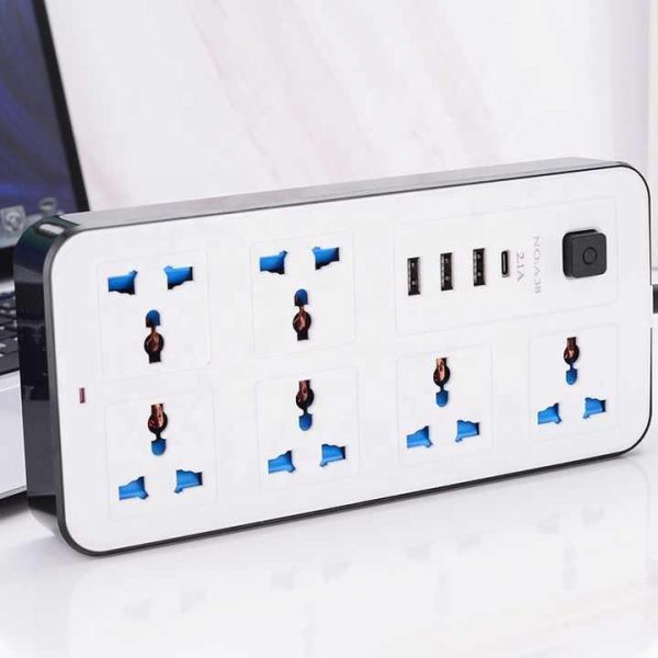 Wintai-Tech China Power Strip Filter Hi-fi 6 Outlet Black White Extension Socket Power Strip 3USB 1Type C Power Strip