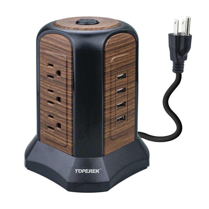 Tower Power Strip Surge Protector USB Plug Tabletop Extension Socket