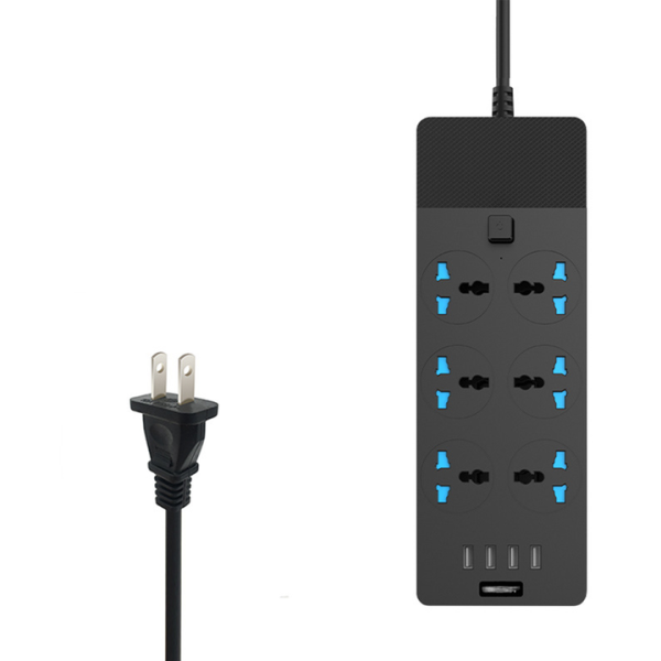 Extension Power Strip 6 Outlets 4 USB a Ports for Phone Tablet Charging 6ft Outlet Cord 2M Flat UK Plug for Home Office