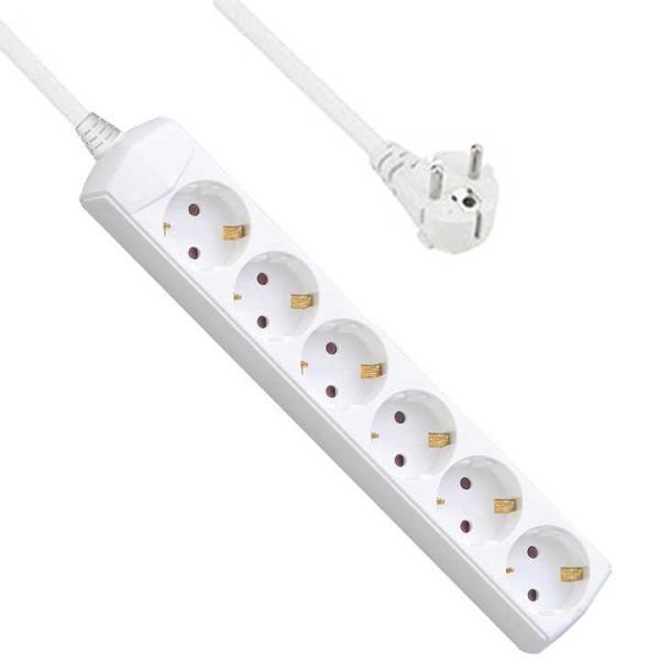 European Standard Power Supply Socket Extension Lead 6 Outlets Multiple Plugs 6 Outlet Wall 1.5 ft Power Cord Power Strip