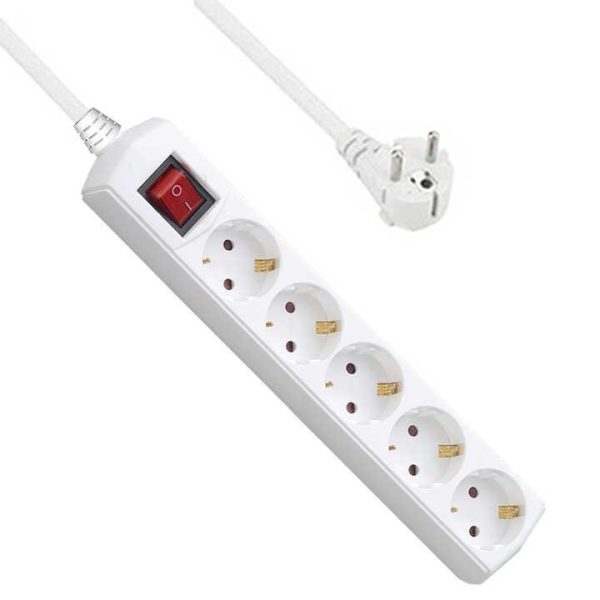 European Standard Power Supply Socket Extension Lead 6 Outlets Multiple Plugs 6 Outlet Wall 1.5 ft Power Cord Power Strip