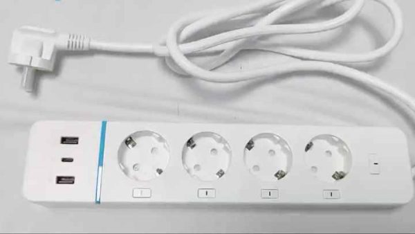 Smart WiFi & Bluetooth Power Strip with 4 AC Outlets, 3 USB Ports, 16A 230V, 1.8m Cable for Home/Office Use