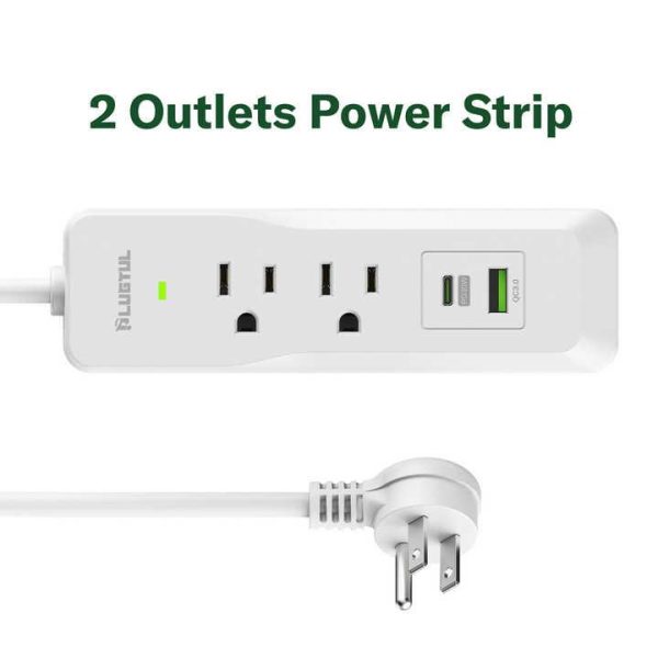 US ETL Certified Power Strip, Portable Dorm Room 2 Outlets Power Bar, USB Charging 5V 3.1A