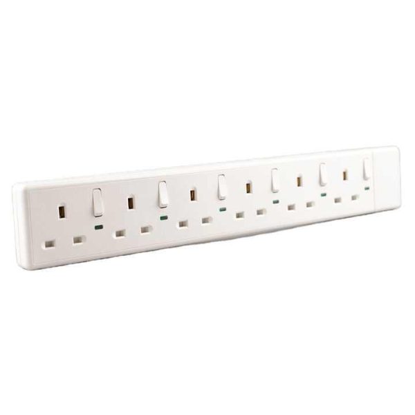 13A Extension Socket 6 Way Individual Switch Power Strip UK Type Plug Socket